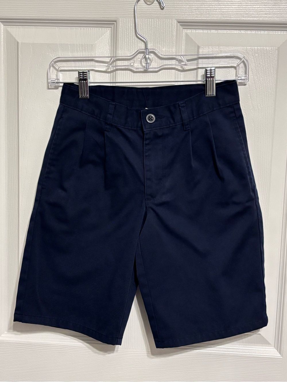 Izod Navy Pleated Kids Big Boys Unisex Blue Casual Uniform Shorts 10 Adjustable